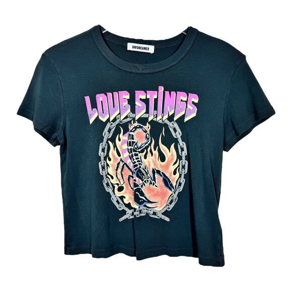 Daydreamer Love Stings Shrunken Tee Small Black Scorpion Graphic Retro Boho New - Picture 2 of 7